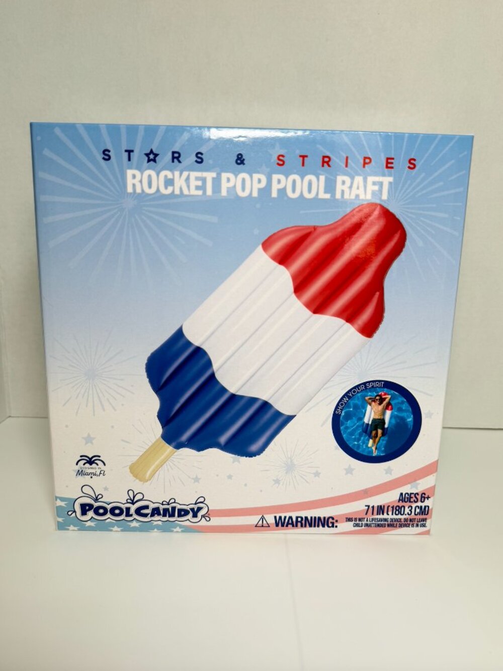 PoolCandy Rocket Pop Inflatable Pool Raft Float NIB Sealed Summer Lounger